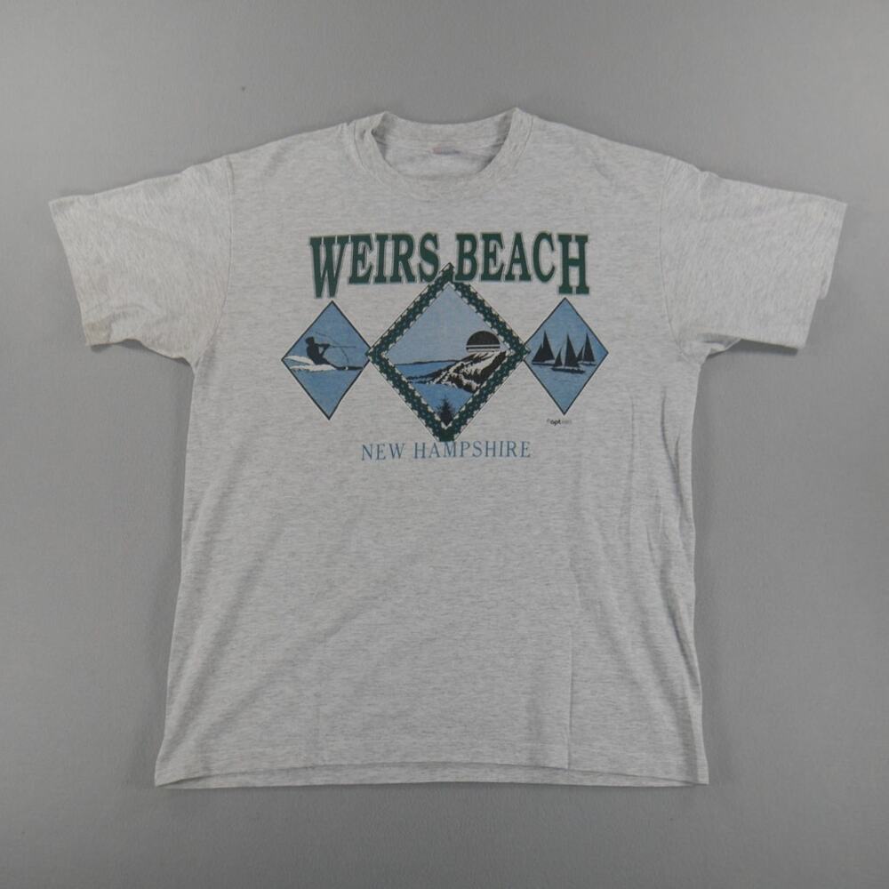 Vintage 90s Hanes Heavyweight Weirs Beach Single Stitch Made In USA Mens Size L